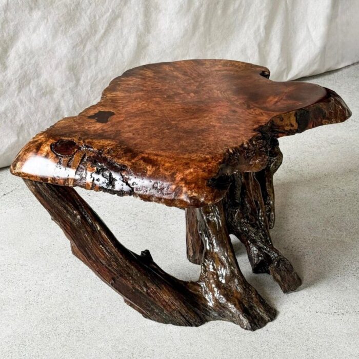 mid century burl wood live edge table 6722