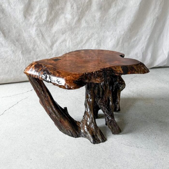 mid century burl wood live edge table 8568