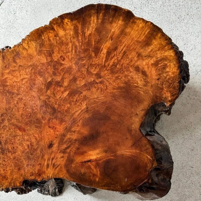 mid century burl wood live edge table 8645