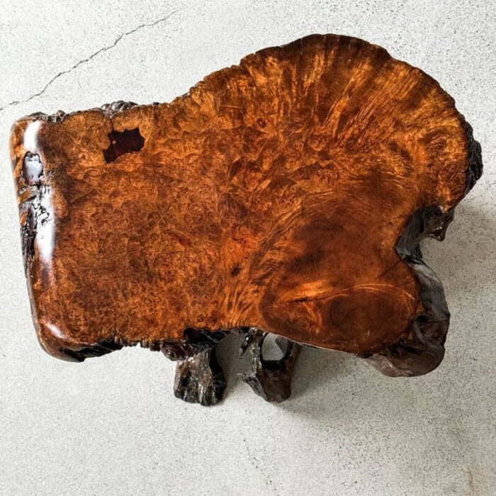 mid century burl wood live edge table 9497