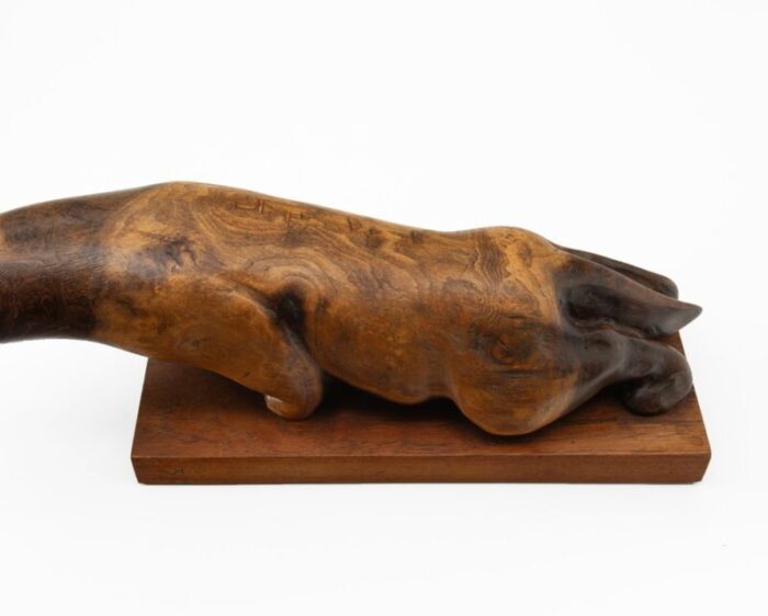 mid century carved burr elm otter sculpture 1960s 5