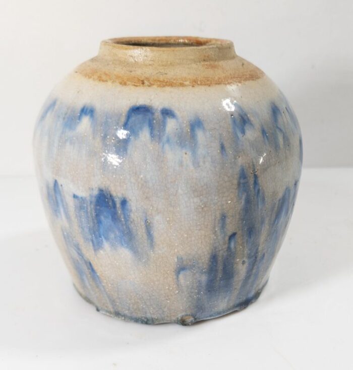 mid century chinese chinoiserie abstract blue and white ginger jar 5