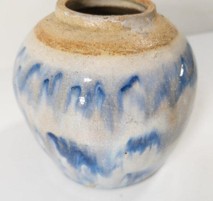 mid century chinese chinoiserie abstract blue and white ginger jar 6