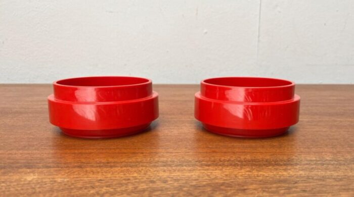 mid century danish space age red stacking bowls from nordsted design 1960s set of 2 2