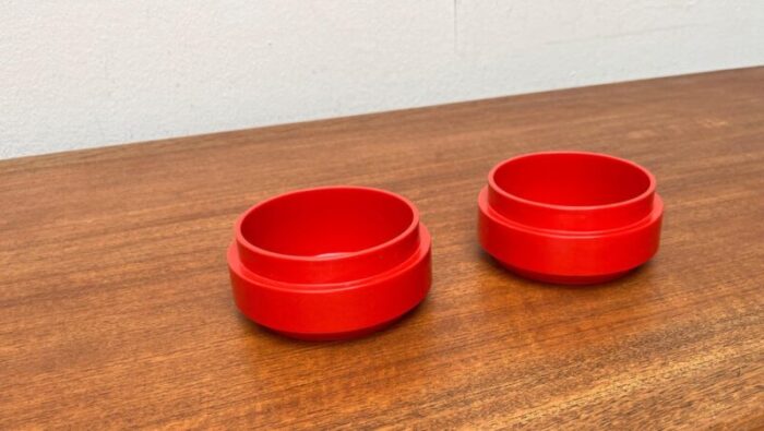 mid century danish space age red stacking bowls from nordsted design 1960s set of 2 3