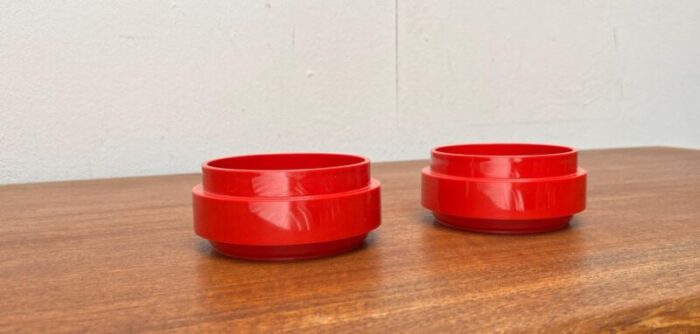 mid century danish space age red stacking bowls from nordsted design 1960s set of 2 8