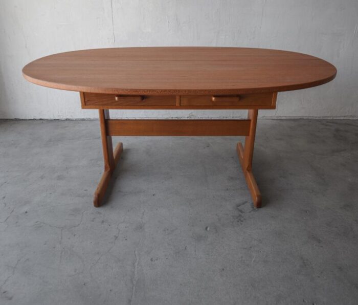 mid century danish teak drop leaf dining table desk 0665