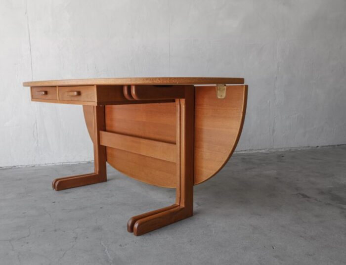 mid century danish teak drop leaf dining table desk 7054