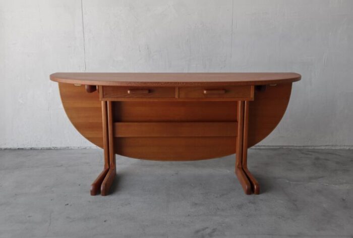 mid century danish teak drop leaf dining table desk 8245