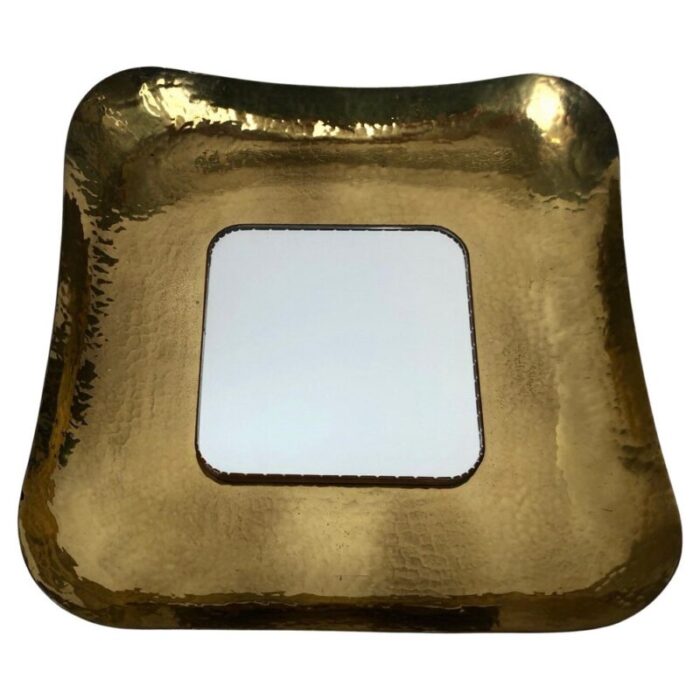 mid century hand hammered brass mirror austria 1950s 1