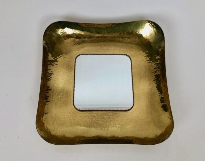 mid century hand hammered brass mirror austria 1950s 2