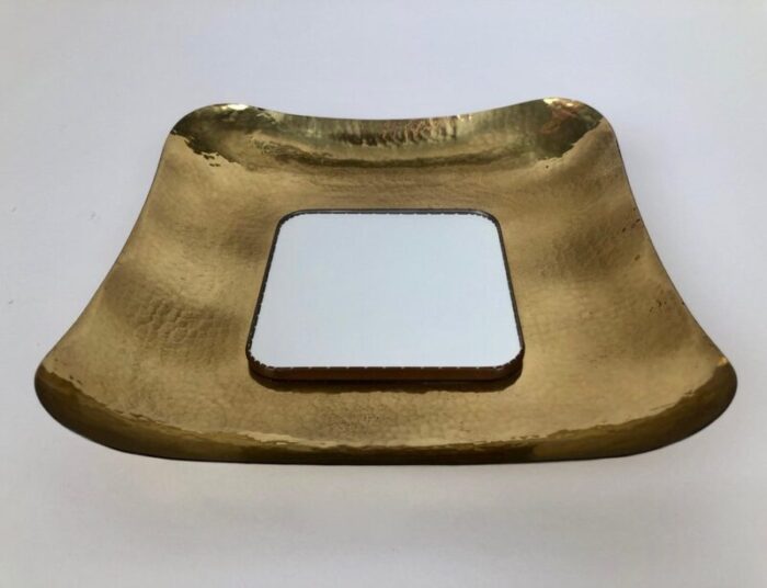 mid century hand hammered brass mirror austria 1950s 3