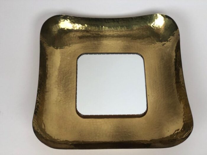 mid century hand hammered brass mirror austria 1950s 9