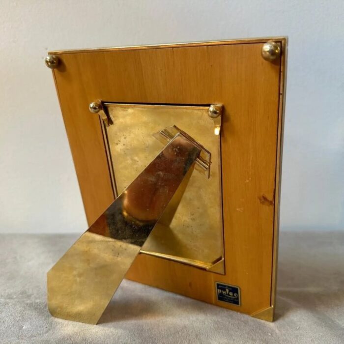 mid century italian modern brass and leather picture frame 1970s 8