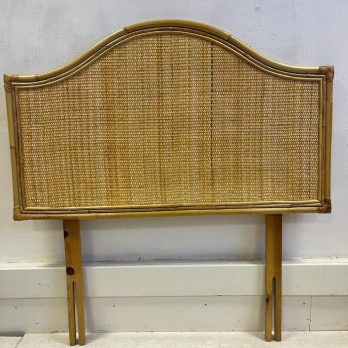 mid century italian single cane and bamboo headboard 1970s 1