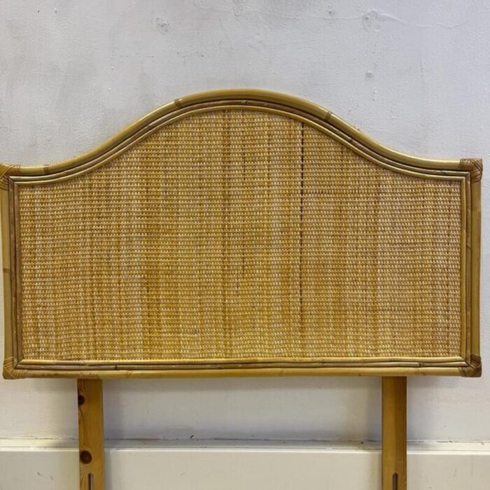 mid century italian single cane and bamboo headboard 1970s 3