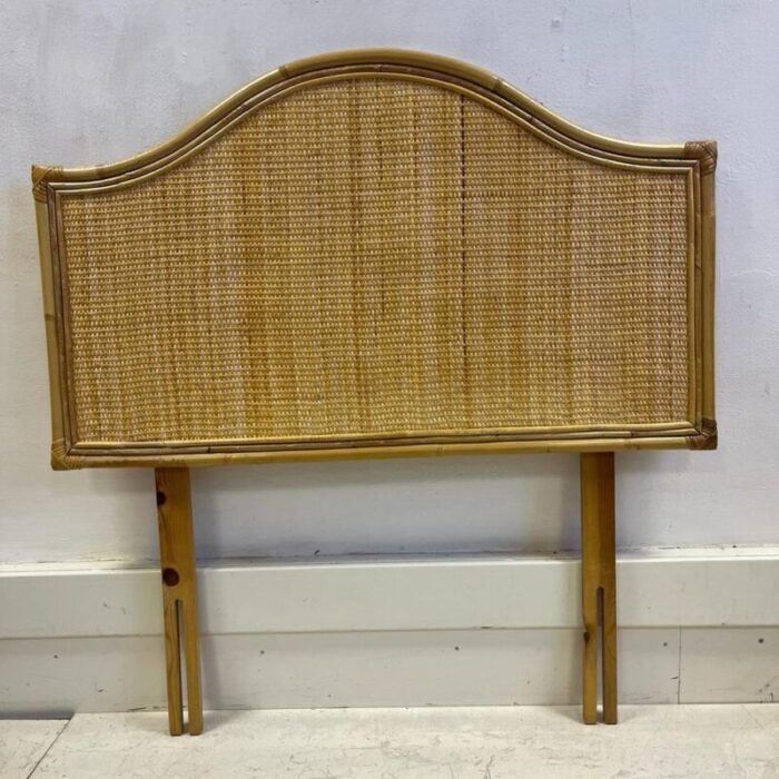 mid century italian single cane and bamboo headboard 1970s 4