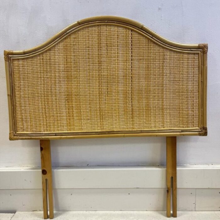 mid century italian single cane and bamboo headboard 1970s 5