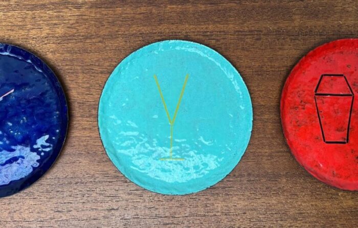 mid century metal cocktail coasters 1960s set of 4 2