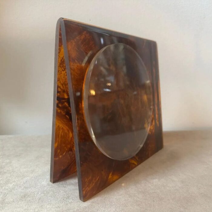 mid century modern fake tortoise shell acrylic and brass picture frame 1970s 6