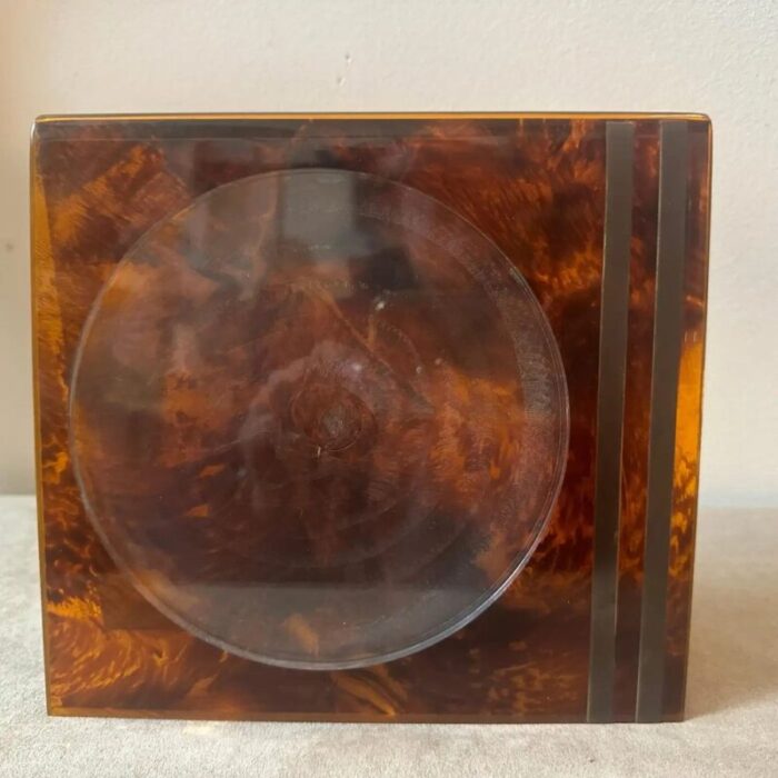 mid century modern fake tortoise shell acrylic and brass picture frame 1970s 8