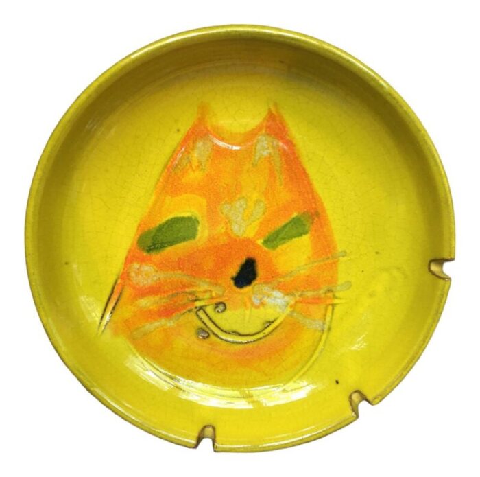 mid century modern italian abstract pop art cat ceramic ashtray 1