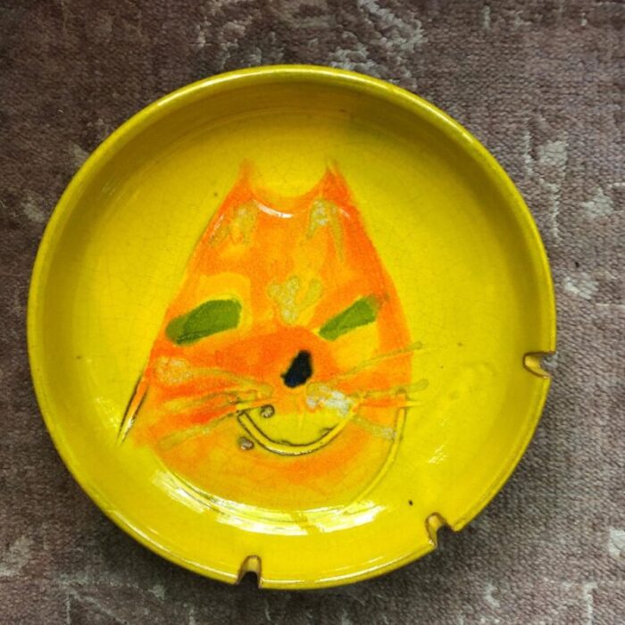 mid century modern italian abstract pop art cat ceramic ashtray 4