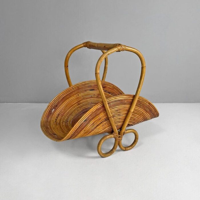 mid century modern italian bamboo magazine rack by vivai del sud 1960s 2