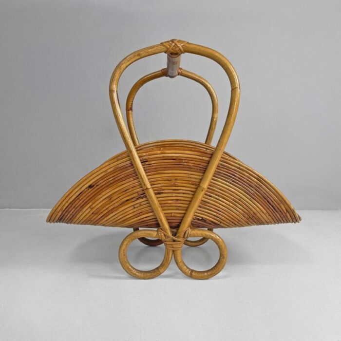 mid century modern italian bamboo magazine rack by vivai del sud 1960s 3