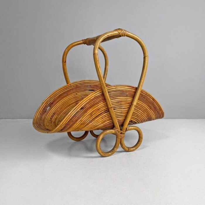 mid century modern italian bamboo magazine rack by vivai del sud 1960s 4