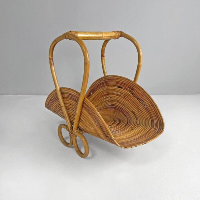 mid century modern italian bamboo magazine rack by vivai del sud 1960s 5