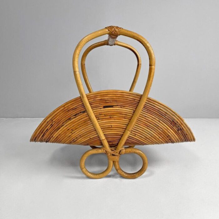 mid century modern italian bamboo magazine rack by vivai del sud 1960s 6