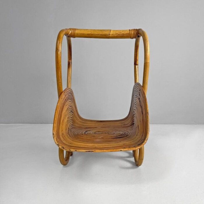 mid century modern italian bamboo magazine rack by vivai del sud 1960s 7