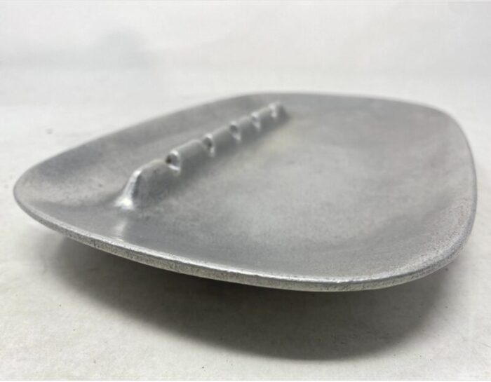 mid century modern rectilinear ashtray metal alloy by ben seibel for jenfred ware usa circa 1950s 4272