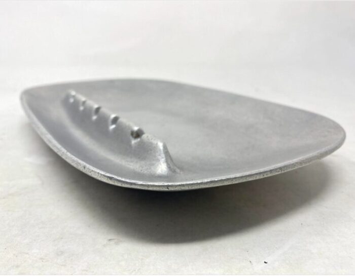 mid century modern rectilinear ashtray metal alloy by ben seibel for jenfred ware usa circa 1950s 6076