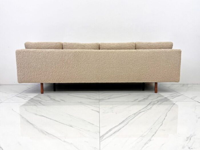 mid century modern sofa in tan shealing style boucle 1950s 6528