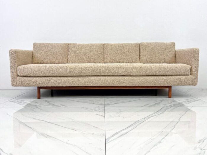 mid century modern sofa in tan shealing style boucle 1950s 7741