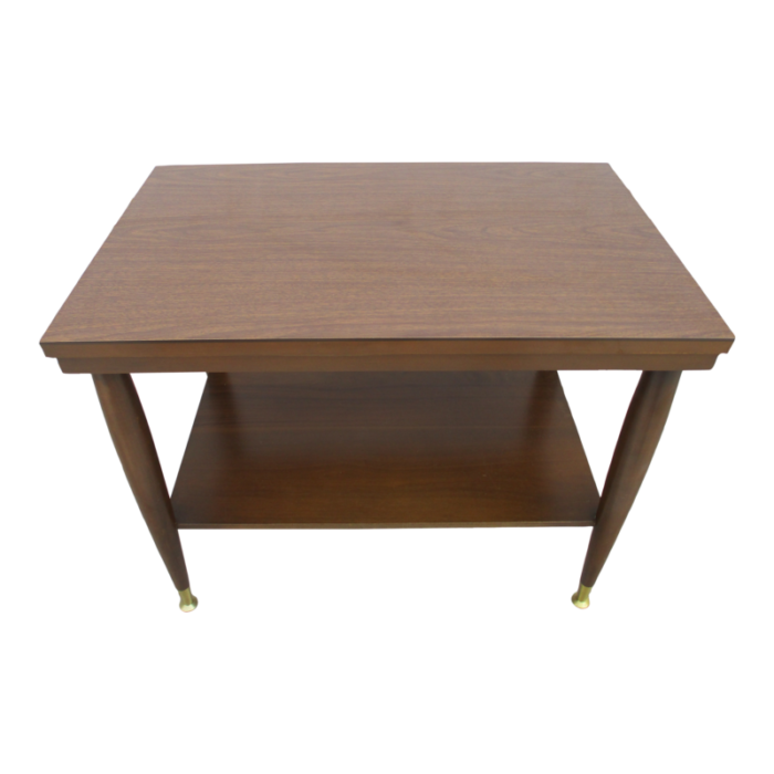 mid century modern walnut and laminate top side table mersman 1766