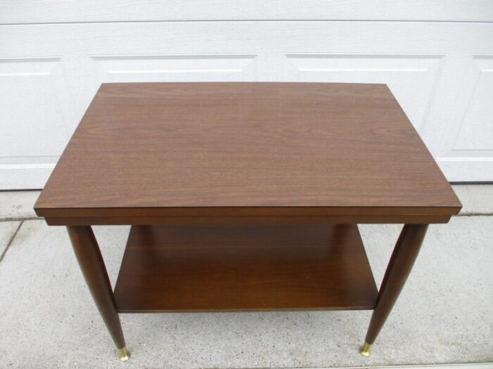 mid century modern walnut and laminate top side table mersman 3892