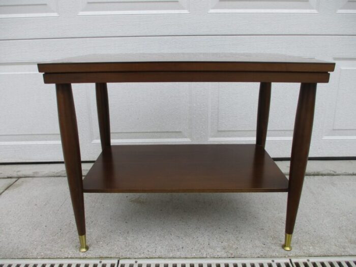 mid century modern walnut and laminate top side table mersman 5935