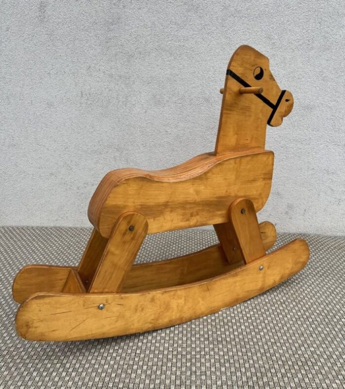 mid century plywood rocking horse 1960s 3