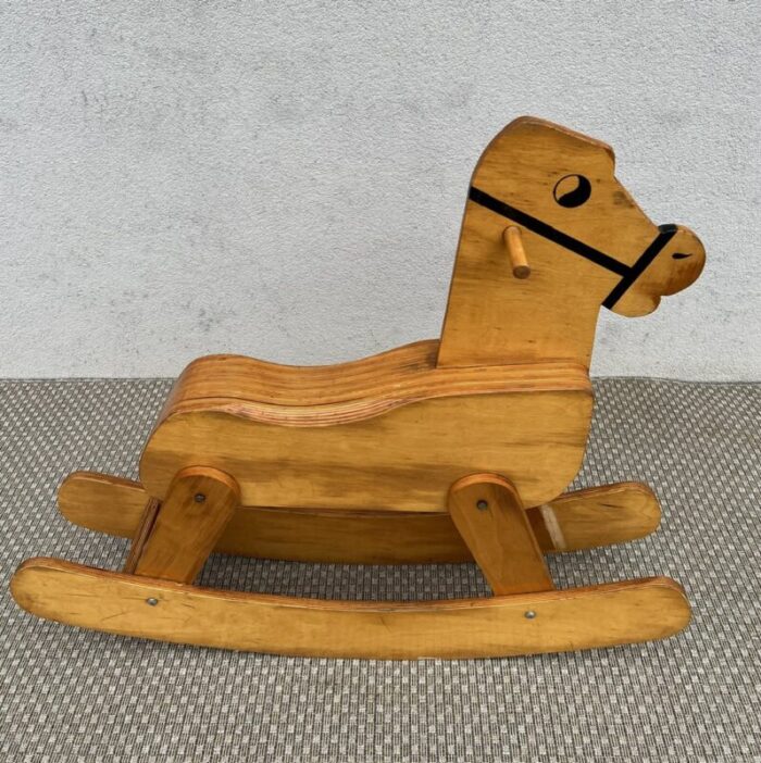 mid century plywood rocking horse 1960s 5