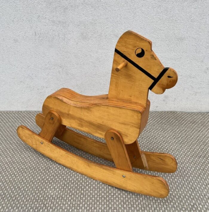 mid century plywood rocking horse 1960s 6