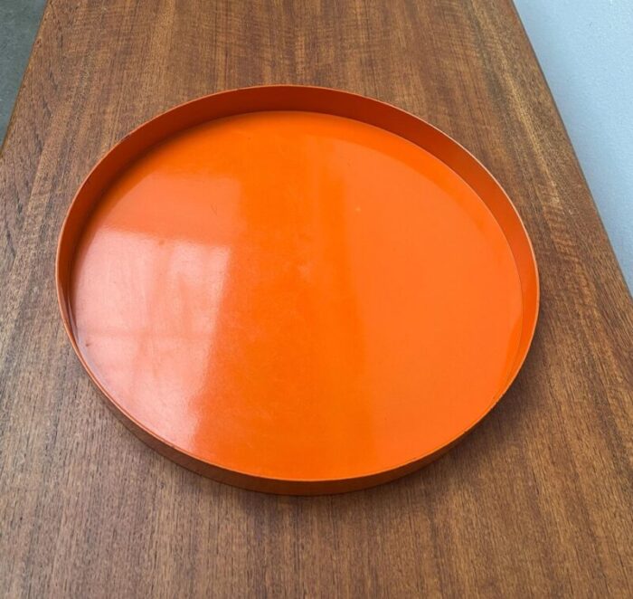 mid century space age orange plastic tray 1960s 6