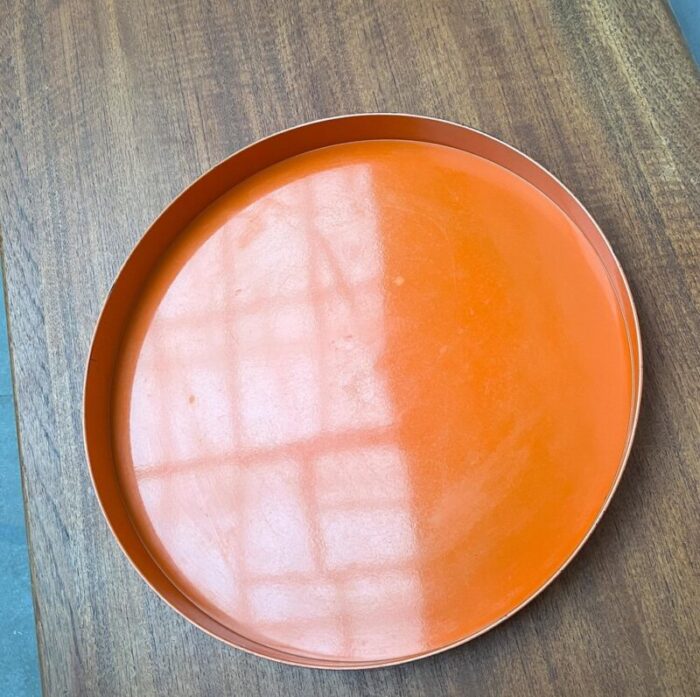 mid century space age orange plastic tray 1960s 8