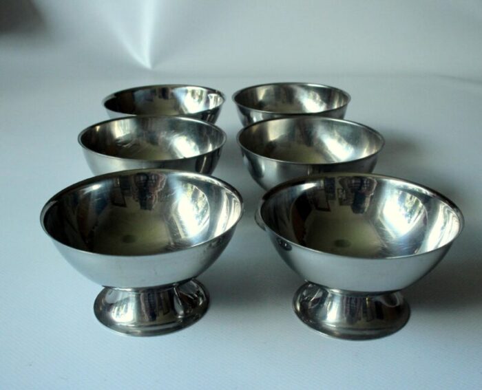 mid century stainless steel sundae cups sundae dishes set of 6 vintage from the 80s 0346