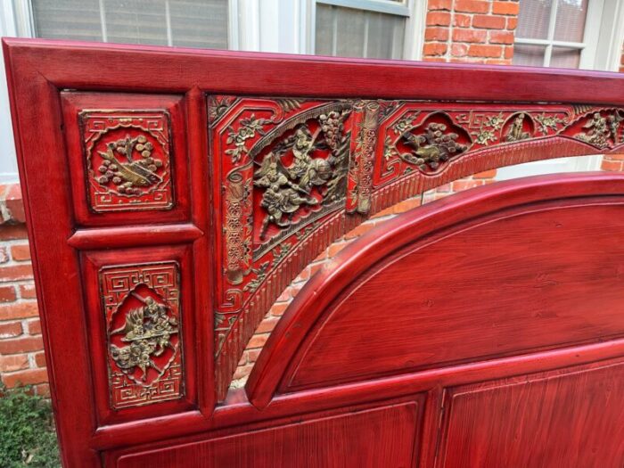 mid late 20th century chinese carved and painted king bed frame 1948