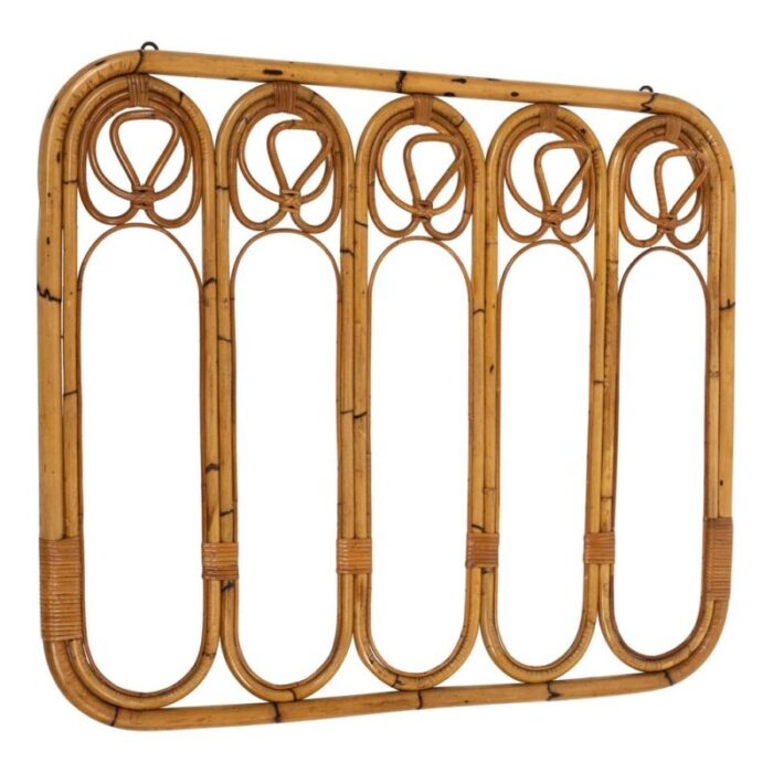 midcentury bamboo and rattan coat rack stand italy 1960s 1