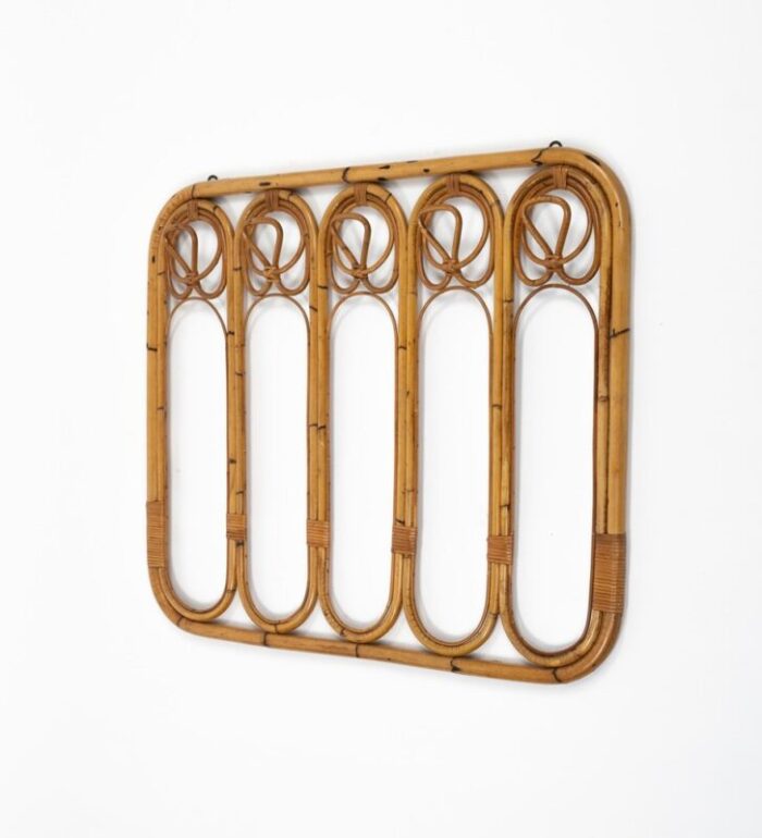 midcentury bamboo and rattan coat rack stand italy 1960s 11