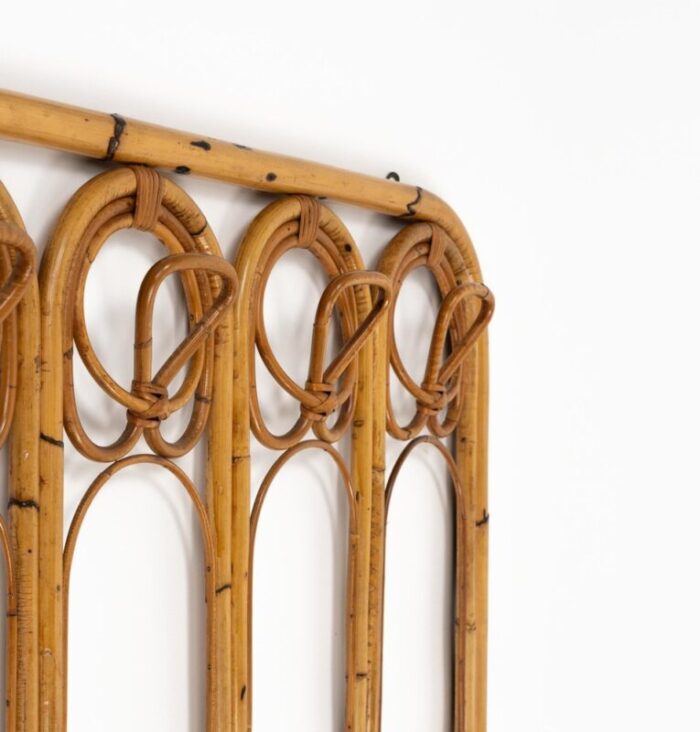 midcentury bamboo and rattan coat rack stand italy 1960s 7